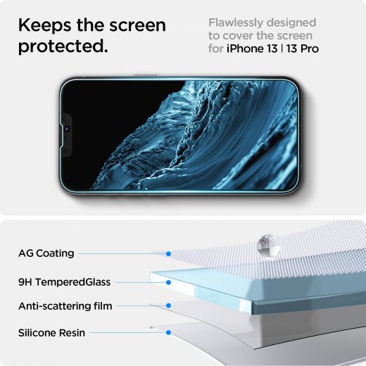 Защитное стекло Spigen Screen Protector EZ FIT GLAS.tR для iPhone 14 | 13 | 13 Pro