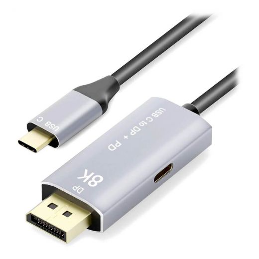 Кабель-переходник для монитора CasePro USB Type-C to DisplayPort 1.4 8K 60Hz with USB-C PD 3м