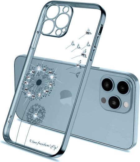 Чехол CasePro Glitter Plating Floral Case Blue для iPhone 13 Pro