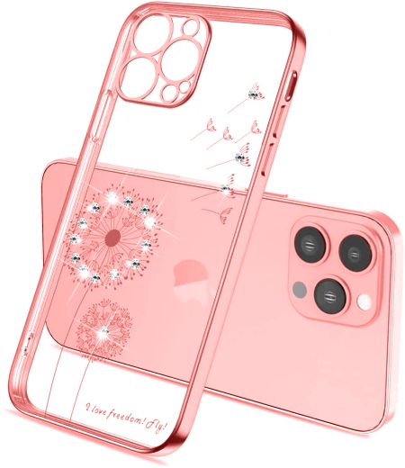 Чехол CasePro Glitter Plating Floral Case Pink для iPhone 13 Pro