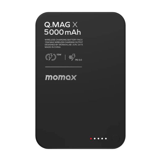 Повербанк Momax Q.Mag X Magnetic Wireless Power Bank 5000mAh Gen 2 Black