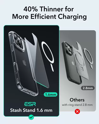 Прозрачный чехол с подставкой ESR Classic Hybrid Case with Stash Stand (HaloLock) Clear Black для iPhone 16 Pro (1A7490202)