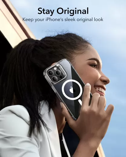 Прозрачный чехол с подставкой ESR Classic Hybrid Case with Stash Stand (HaloLock) Clear Black для iPhone 16 Pro (1A7490202)