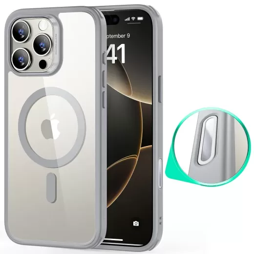 Чохол ESR Classic Hybrid Case (HaloLock) (Camera Control) Clear Grey для iPhone 16 Pro