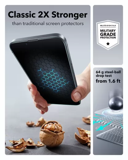 Захисне скло з аплікатором ESR UltraFit Classic Screen Protector (2 шт.) для iPhone 16e | 14 | 13 Pro | 13 (1D81500201)