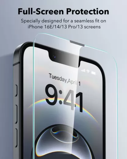 Захисне скло з аплікатором ESR UltraFit Classic Screen Protector (2 шт.) для iPhone 16e | 14 | 13 Pro | 13 (1D81500201)