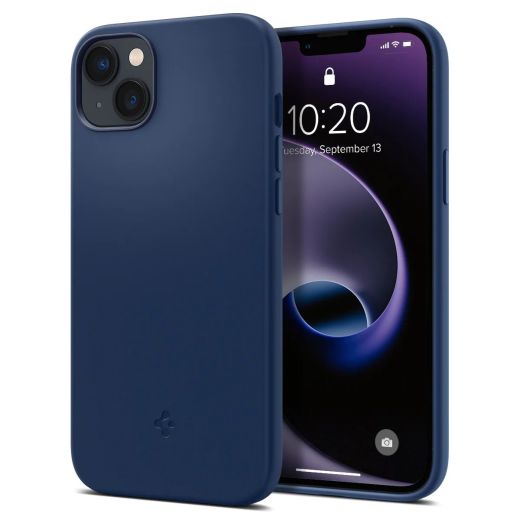 Силиконовый чехол Spigen Silicone Fit (MagFit) Navy Blue для iPhone 14 (ACS05068)