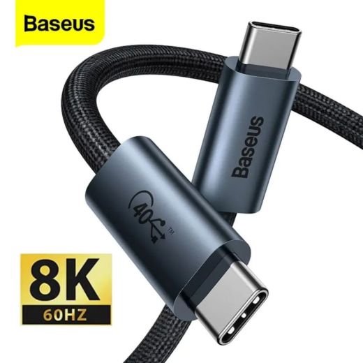 Кабель Baseus Flash Series USB4 Full Featured Data Cable Type-C to Type-C 100W 1m Tarnish (CASS010014)