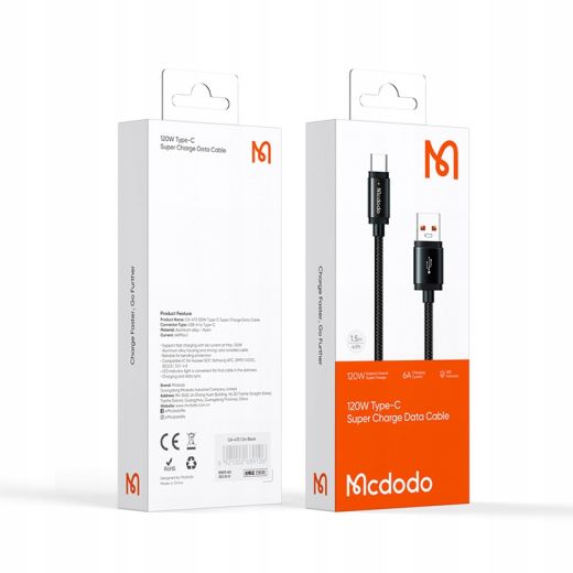 Кабель Mcdodo [CA-4730] Data Cable USB to USB-C 120W 1.5м Black