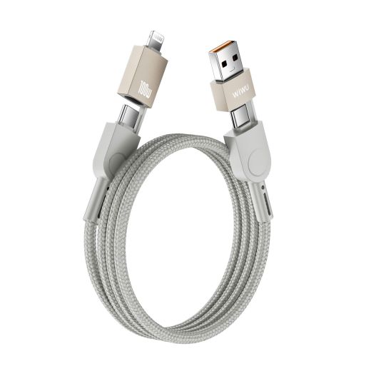 Кабель WIWU Wi-C051 Fast Charging Cable Raptor Series USB-A+USB-C to USB-C+Lightning 100W 2м Titanium Alloy