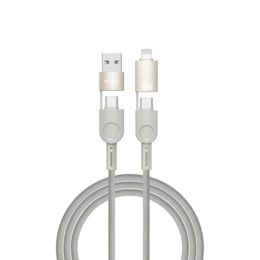 Кабель WIWU Wi-C051 Fast Charging Cable Raptor Series USB-A+USB-C to USB-C+Lightning 100W 2м Titanium Alloy