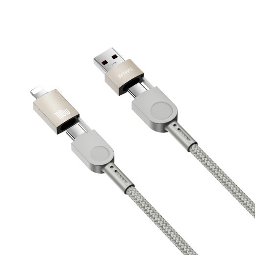 Кабель WIWU Wi-C051 Fast Charging Cable Raptor Series USB-A+USB-C to USB-C+Lightning 100W 2м Titanium Alloy