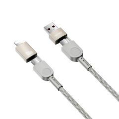 Кабель WIWU Wi-C051 Fast Charging Cable Raptor Series USB-A+USB-C to USB-C+Lightning 100W 1.2м Titanium Alloy