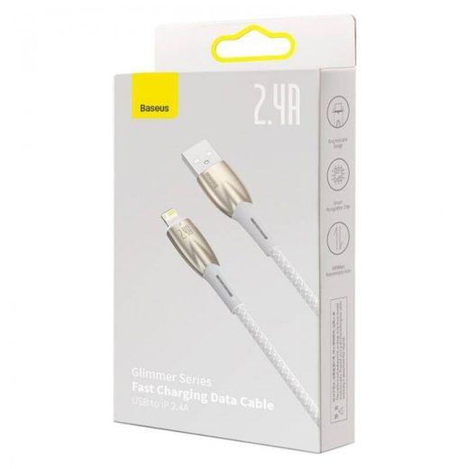 Кабель Baseus Glimmer Series Fast Charging Data Cable USB to iP Ligtning 2.4A 1м White (CADH000202)