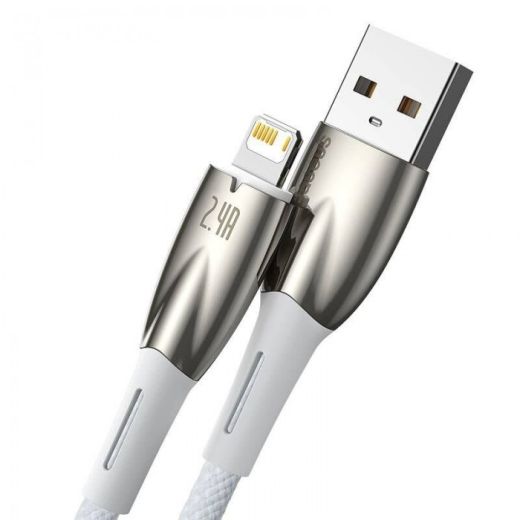 Кабель Baseus Glimmer Series Fast Charging Data Cable USB to iP Ligtning 2.4A 1м White (CADH000202)