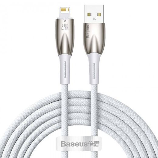 Кабель Baseus Glimmer Series Fast Charging Data Cable USB to iP Ligtning 2.4A 1м White (CADH000202)