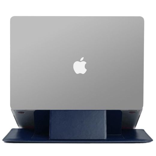 Чехол-папка WIWU Velcro Skin Pro III Leather Navy Blue для MacBook Air 13.6" M2 | M3 (2023 | 2024) | Pro 13" (2018 | 2019 | 2020 | M1) | Air 13"