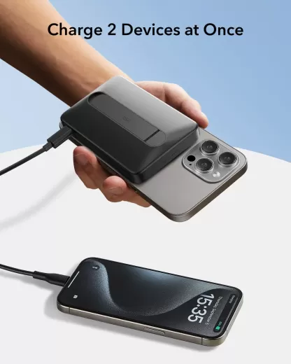 Повербанк с подставкой ESR Qi2 10000 mAh MagSlim Kickstand Power Bank Titanium