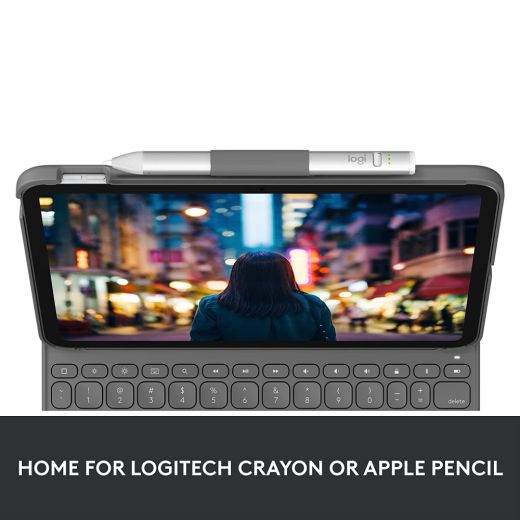 Чохол із клавіатурою Logitech Slim Folio Keyboard Case Oxford Gray для iPad 11'' (2025) | iPad 10.9" (2022) 