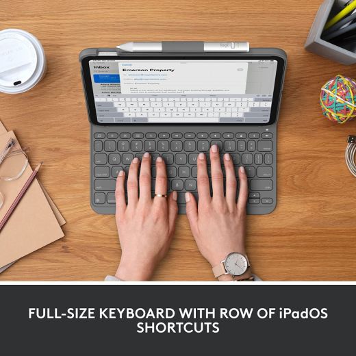 Чохол із клавіатурою Logitech Slim Folio Keyboard Case Oxford Gray для iPad 11'' (2025) | iPad 10.9" (2022) 