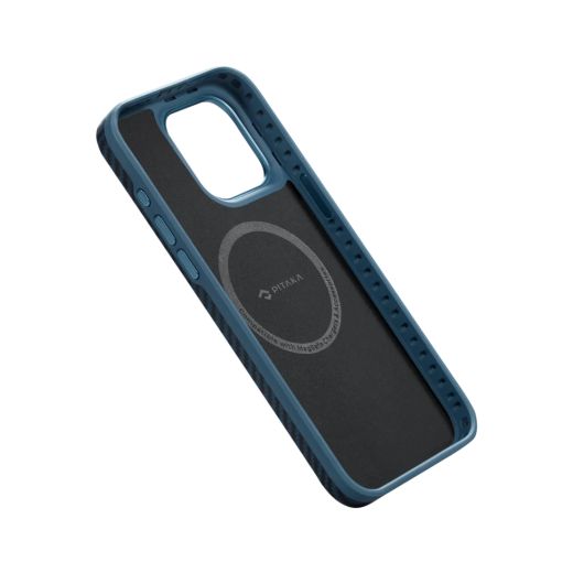 Карбоновый чехол Pitaka MagEZ Case Pro 4 1500D Black/Blue (Twill) для iPhone 15 Plus