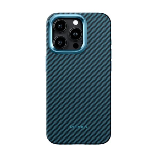 Карбоновый чехол Pitaka MagEZ Case Pro 4 1500D Black/Blue (Twill) для iPhone 15 Pro Max (KI1508PMPA)
