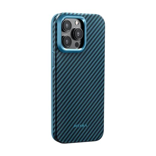 Карбоновий чохол Pitaka MagEZ Case Pro 4 1500D Black/Blue (Twill) для iPhone 15 Pro Max (KI1508PMPA)