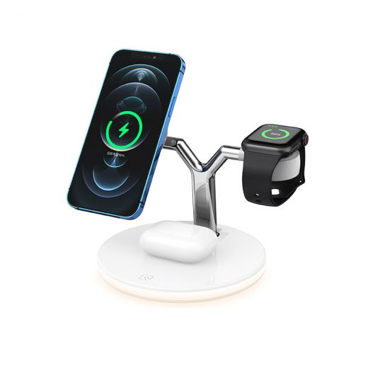Беспроводная зарядка MagSafe CasePro Magnetic Wireless Charger 3 in 1 White для iPhone | Apple Watch | AirPods