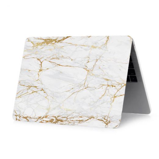 Мраморный чехол CasePro Marble White | Yellow для MacBook Air 13" (M1 | 2020 | 2019 | 2018)