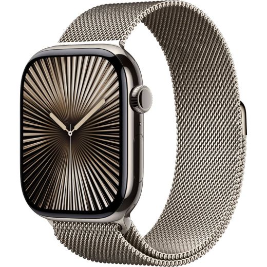 Смарт-годинник Apple Watch Series 10 GPS + Cellular 46мм Natural Titanium Case with Natural Milanese Loop (M/L) (MWYC3)