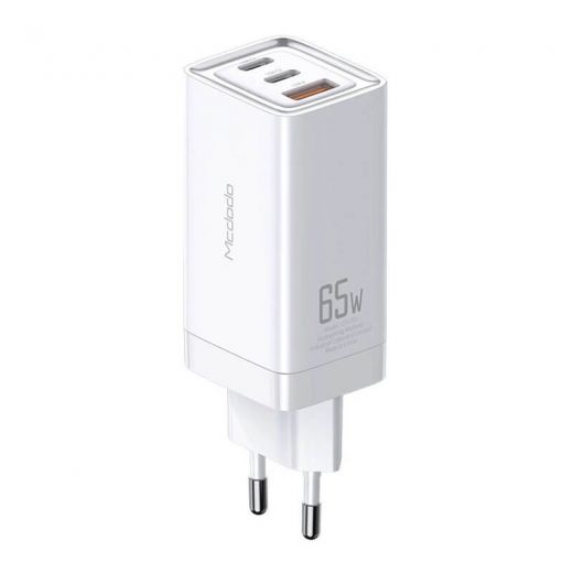 Быстрая зарядка Mcdodo GaN Mini Fast Charger USB-C + USB-A 65W White