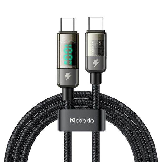 Нейлоновий кабель із дисплеєм Mcdodo PD 100W USB-C to USB-C Digital Display Pro Auto 1.8 метр (CA-3611)