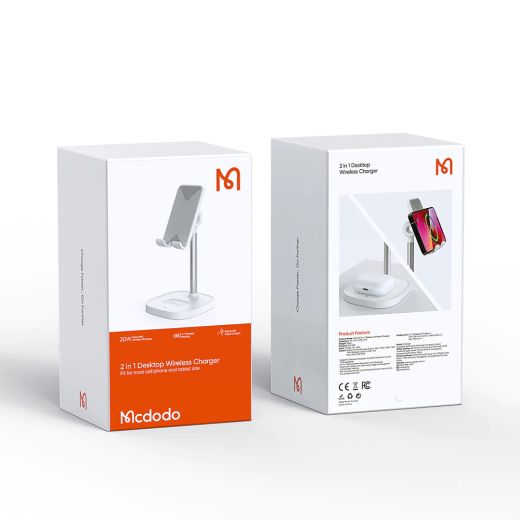 Беспроводная зарядка Mcdodo Pioneer Series 2 в 1 Desktop Holder Pro для iPhone | AirPods (CH-0530)