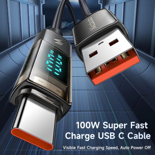 Нейлоновый кабель с дисплеем Mcdodo QC4 100W USB-C Digital Display Charging Status 1.8 метр (CA-3631)