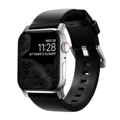 Кожаный ремешок Nomad Modern Band Black Leather / Silver Hardware (NM01908685) для Apple Watch 49мм | 45мм | 44мм