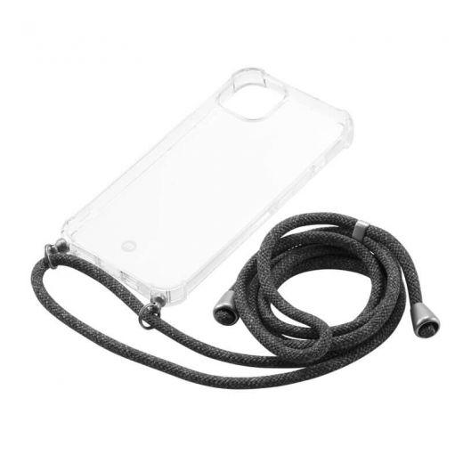 Чехол с шнурком Momax Crossbody TPU Strap Case | ECOStrap Case Transparent для iPhone 13 mini