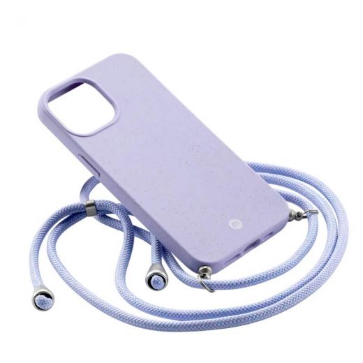 Чехол с шнурком Momax Crossbody TPU Strap Case | ECOStrap Case Purple для iPhone 13 mini