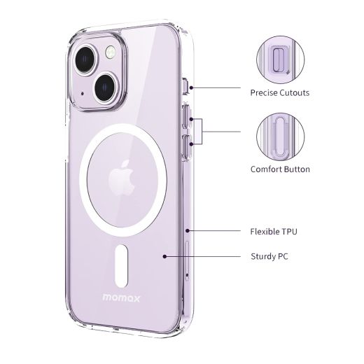 Чохол Momax Hybrid Case Magnetic Protective Case Transparent with MagSafe для iPhone 13 mini