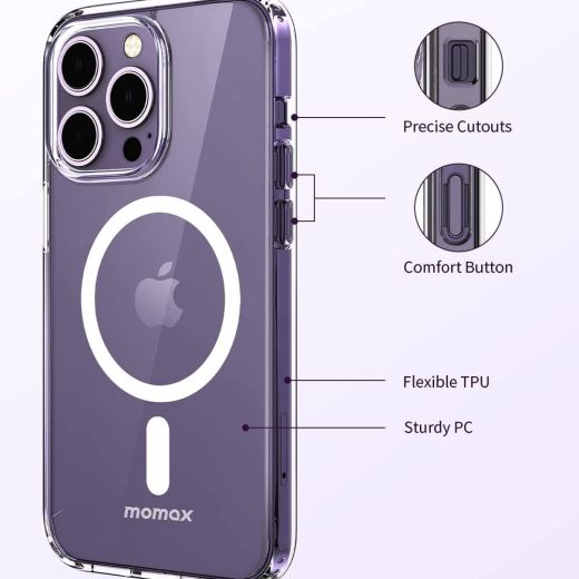 Чехол Momax Hybrid Case Magnetic Protective Case Transparent with MagSafe для iPhone 13 Pro Max