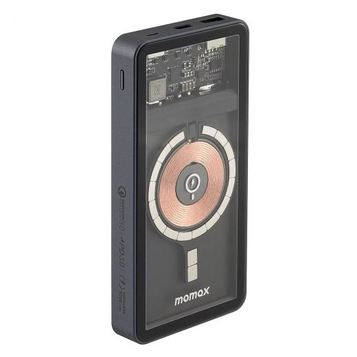 Павербанк (Зовнішній акумулятор) з бездротовою зарядкою Momax Q.Mag Power + Magnetic Wireless Battery Pack 10000mAh для iPhone 12 mini | 12 | 12 Pro | 12 Pro Max