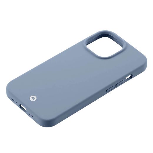 Силіконовий чохол Momax Silicone Case Magnetic Protective Case Blue with MagSafe для iPhone 13