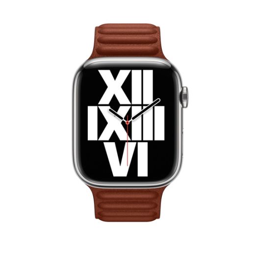 Оригінальний ремінець Apple Leather Link Size M | L Umber для Apple Watch 49mm | 45mm | 44mm (MP863)