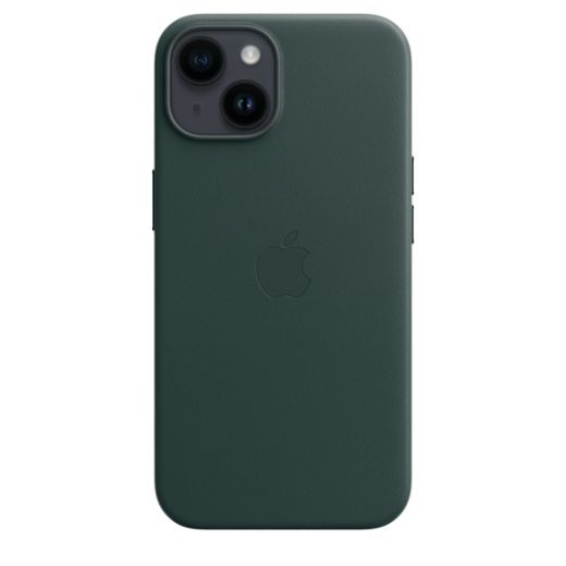 Оригинальный кожаный чехол Apple Leather Case with MagSafe Forest Green для iPhone 14 (MPP53)