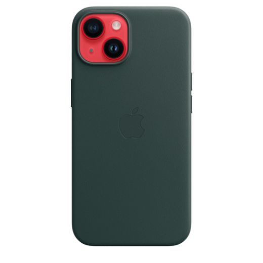 Оригинальный кожаный чехол Apple Leather Case with MagSafe Forest Green для iPhone 14 (MPP53)