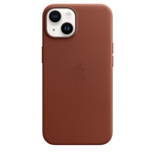 Оригинальный кожаный чехол Apple Leather Case with MagSafe Umber для iPhone 14 (MPP73)
