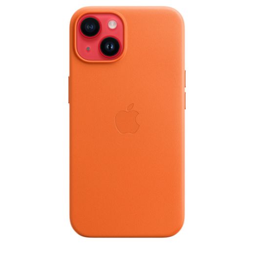 Оригінальний шкіряний чохол Apple Leather Case with MagSafe Orange для iPhone 14 (MPP83)