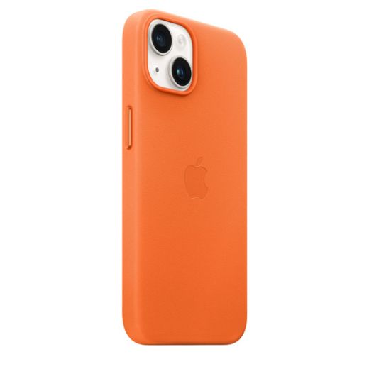 Оригинальный кожаный чехол Apple Leather Case with MagSafe Orange для iPhone 14 (MPP83)