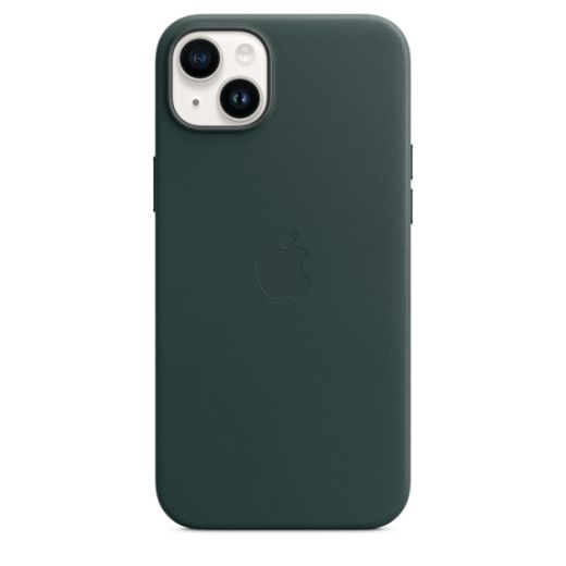 Оригинальный кожаный чехол Apple Leather Case with MagSafe Forest Green для iPhone 14 Plus (MPPA3)