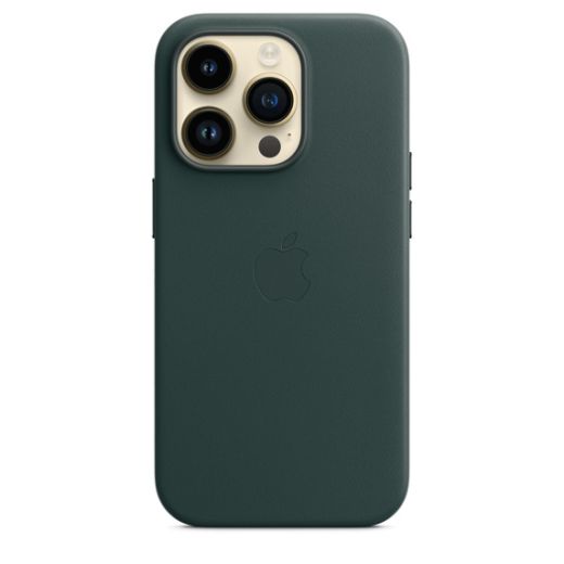 Оригинальный кожаный чехол Apple Leather Case with MagSafe Forest Green для iPhone 14 Pro (MPPH3)