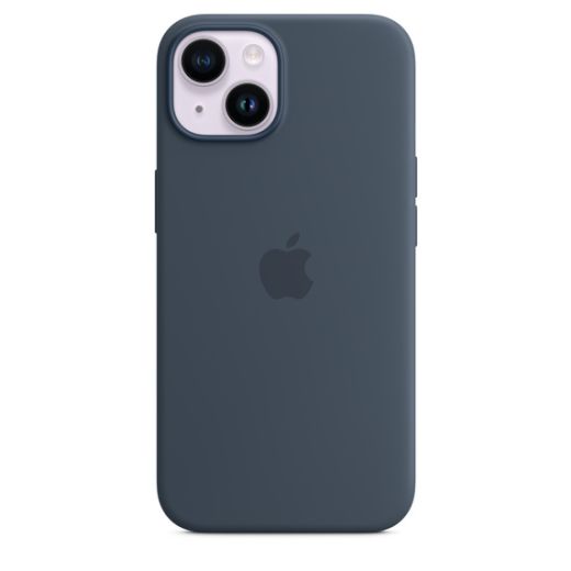 Оригинальный силиконовый чехол Apple Silicone Case with MagSafe Storm Blue для iPhone 14 (MPRV3)